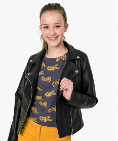 GEMO Blouson fille coupe cintrée avec fermeture zippée Noir