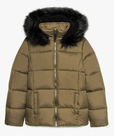 manteau fille matelasse a capuche vert9385201_1