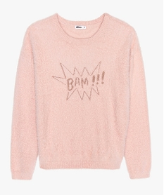 GEMO Pull fille en maille poilue avec motifs rose standard