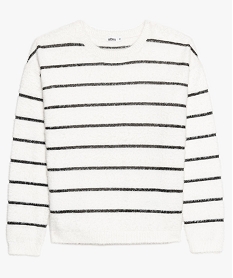 GEMO Pull fille en maille poilue avec motifs blanc chine