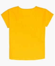 tee-shirt fille loose a dos long arrondi et motifs a sequins jaune9387901_3