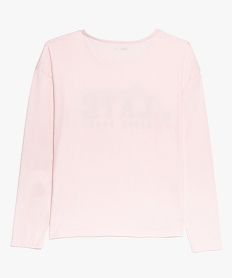 tee-shirt fille a manches longues avec inscription fantaisie rose tee-shirts9389301_2
