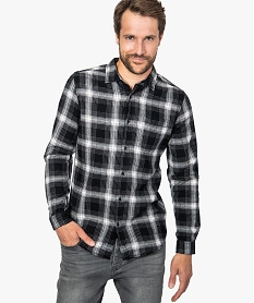 GEMO Chemise homme à carreaux en flanelle blanc standard