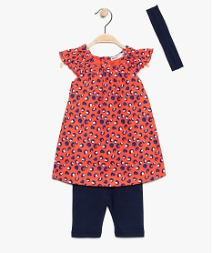 GEMO Ensemble bébé fille (3 pièces) : robe + legging + bandeau Imprimé