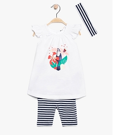 GEMO Ensemble bébé fille (3 pièces) : robe + legging + bandeau Imprimé