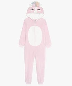 GEMO Combinaison pyjama fille à capuche en matière peluche Violet