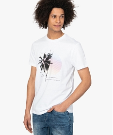 GEMO Tee-shirt homme avec motif palmier sur lavant Blanc