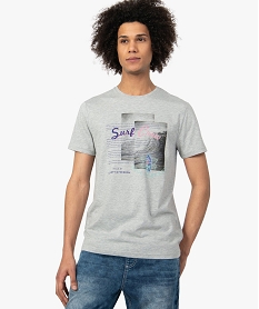 GEMO Tee-shirt homme avec motif surf sur lavant Gris