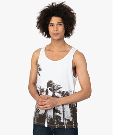 GEMO Débardeur homme avec motif palmiers sur lavant blanc standard