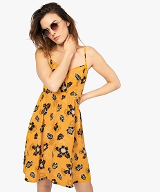 GEMO Robe femme à bretelles avec motifs fleuris Imprimé