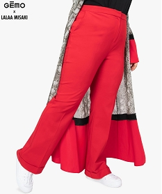 GEMO Pantalon femme bootcut à taille réglable - Gémo x Lalaa Misaki Rouge