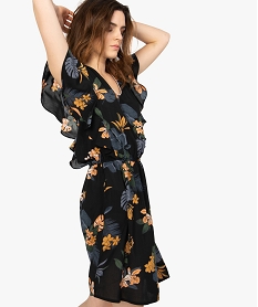 GEMO Robe femme à motifs fleuris et manches à volants Imprimé