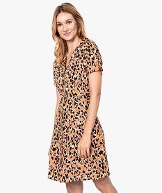 GEMO Robe femme forme chemise à motif léopard Imprimé
