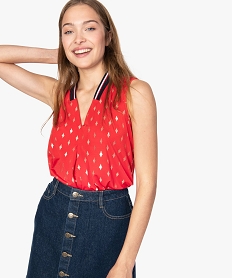 GEMO Débardeur femme à motifs et col V sportswear rouge standard