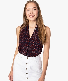 GEMO Débardeur femme fluide imprimé à col V sportswear marron vif