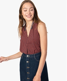 GEMO Débardeur femme fluide imprimé à col V sportswear violet chine