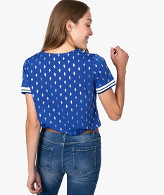 tee-shirt femme fluide a finitions sportswear pailletees bleu9404801_3