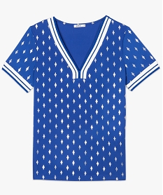 tee-shirt femme fluide a finitions sportswear pailletees bleu9404801_4