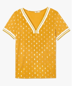 tee-shirt femme fluide a finitions sportswear pailletees jaune9404901_4