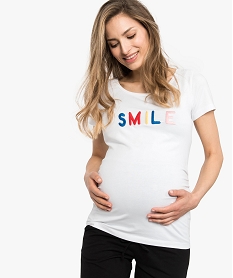 GEMO Tee-shirt de grossesse avec inscription brodée Blanc