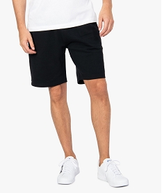 GEMO Bermuda homme uni en coton piqué Noir