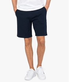 GEMO Bermuda homme uni en coton piqué Bleu