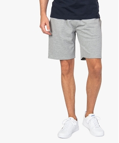 GEMO Bermuda homme uni en coton piqué Gris