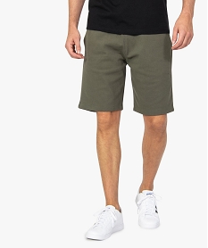 GEMO Bermuda homme uni en coton piqué kaki standard