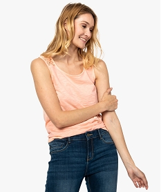 GEMO Débardeur femme avec dentelle aux épaules et dans le dos orange vif