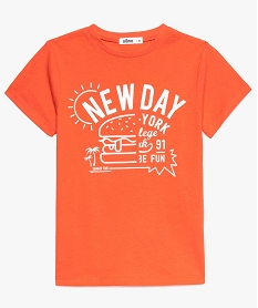 GEMO Tee-shirt garçon à manches courtes avec motifs sur lavant Orange