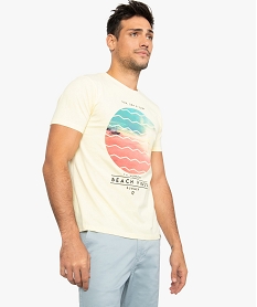 GEMO Tee-shirt homme à manches courtes avec motif coucher de soleil jaune standard