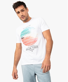 tee-shirt homme a manches courtes avec motif coucher de soleil blanc9418601_1