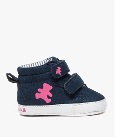 chaussons de naissance fille en suedine pailletee – lulu castagnette bleu chaussures de naissance9419601_1