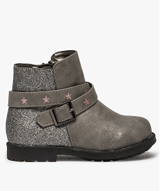 GEMO Boots bébé fille avec paillettes et bride à boucle Gris