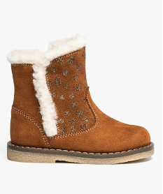 bottes bebe fille dessus cuir et motifs cœur brun bottes et chaussures montantes9422001_1