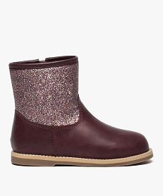 GEMO Bottines fille zippées avec tige pailletée Rouge