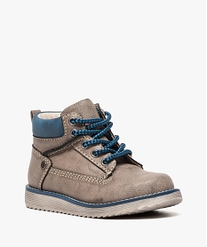 boots garcon bicolores avec double fermeture lacets et zip gris9423401_2