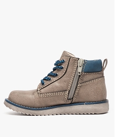 boots garcon bicolores avec double fermeture lacets et zip gris9423401_3