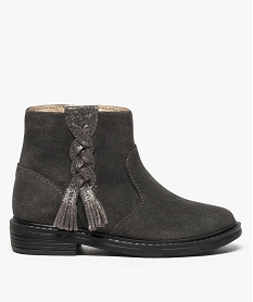 GEMO Bottines fille zippées avec dessus suédine et détail pailleté Gris