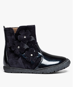 bottines fille fermeture zip avec fleurs et details vernis bleu bottes et boots9424301_1