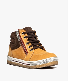 bottillons garcon bicolore a lacets et zip jaune9424401_2