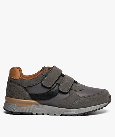 GEMO Baskets garçon multi-matières à double scratch Gris