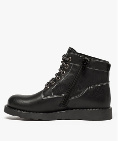 boots garcon zippees dessus cuir uni avec lacets bicolores noir9426401_3