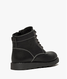 boots garcon zippees dessus cuir uni avec lacets bicolores noir boots et bottillons9426401_4