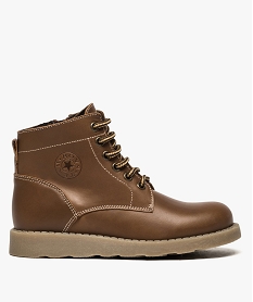 boots garcon zippees dessus cuir uni avec lacets bicolores brun9426501_1