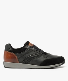 baskets homme de ville dessus cuir lisse et cuir velours noir baskets et tennis9429501_1