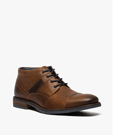 boots homme a lacets avec dessus en cuir surpique brun bottes et boots9431201_2