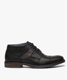 GEMO Boots homme à lacets avec dessus en cuir surpiqué noir vif