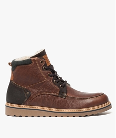 GEMO Boots homme semelle crantée et doublure chaude marron chine