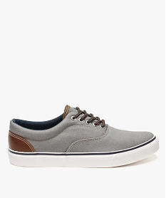 GEMO Tennis homme en toile denim et imitation cuir gris standard
